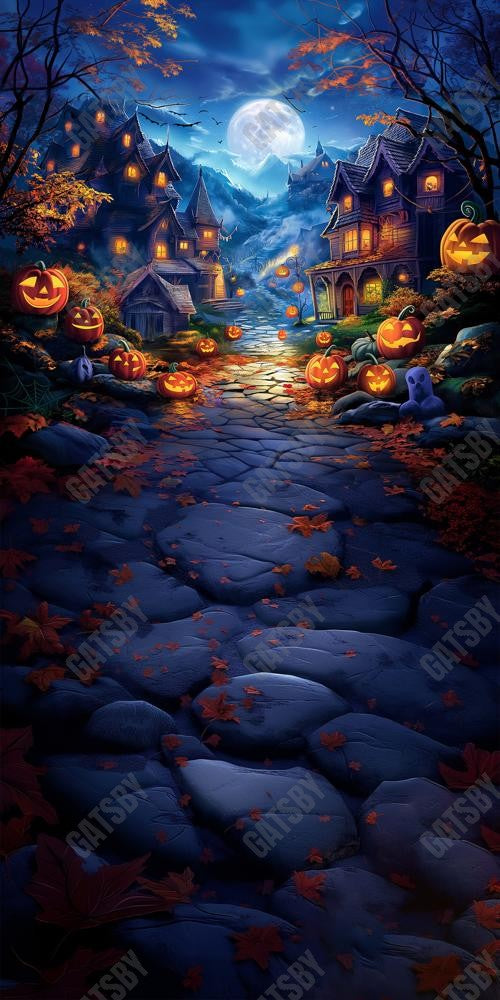 Gatsby Scary Halloween Village Night Photography Backdrop Gbsx-00618