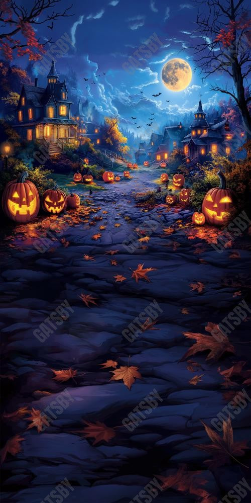 Gatsby Scary Halloween Village Night Photography Backdrop Gbsx-00619