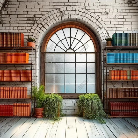 School Library Window Photography Backdrop GBSX-99894