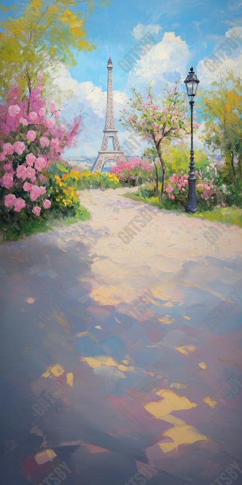 Gatsby Spring Paris Floral Path Photography Backdrop Gbsx-01298