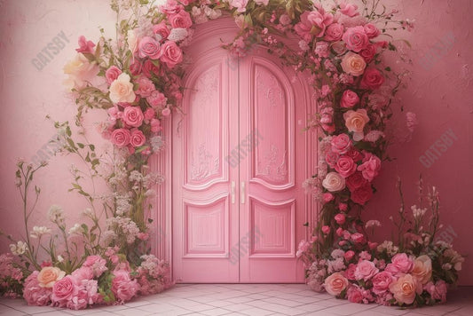 Gatsby Spring Pretty Pink Flower Door Photography Backdrop Gbsx-01345