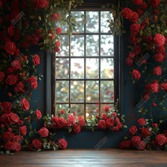 Gatsby Spring Valentine Red Flower Window Photography Backdrop Gbsx-01384