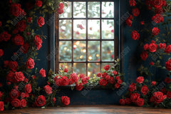 Gatsby Spring Valentine Red Flower Window Photography Backdrop Gbsx-01384
