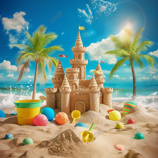Gatsby Summer Sea Sand Castle Photography Backdrop Gbsx-00383