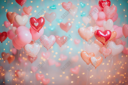 Gatsby Valentine Bokeh Heart Balloons Photography Backdrop Gbsx-01380