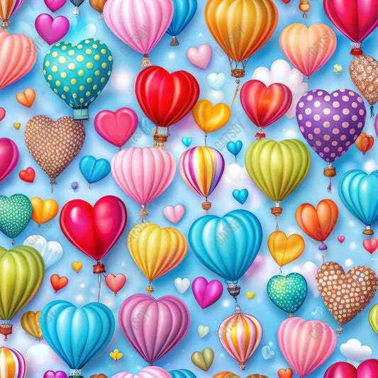 Gatsby Valentine Colorful Hearts Hot Air Balloons Photography Backdrop Gbsx-01244