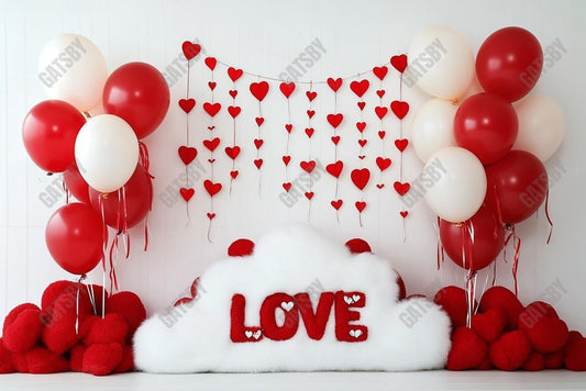 Gatsby Valentine Floral Heart Balloon Photography Backdrop Gbsx-01373