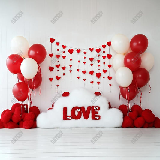 Gatsby Valentine Floral Heart Balloon Photography Backdrop Gbsx-01373