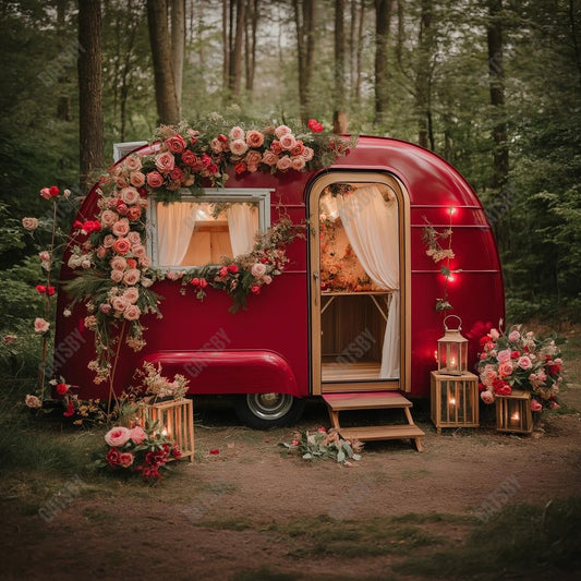 Gatsby Valentine Flowers Outdoor Camping Van Photography Backdrop Gbsx-01323