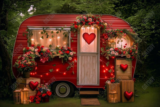 Gatsby Valentine Flowers Outdoor Camping Van Photography Backdrop Gbsx-01324