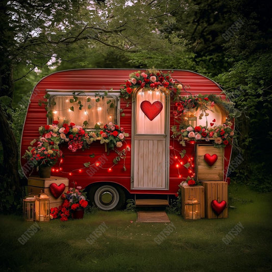 Gatsby Valentine Flowers Outdoor Camping Van Photography Backdrop Gbsx-01324