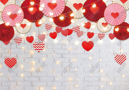 Gatsby Valentine Hearts Brick Wall Photography Backdrop Gbsx-01268