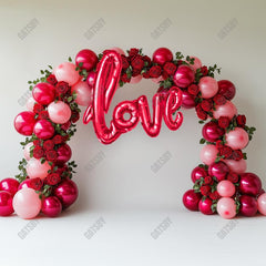 Gatsby Valentine Love Balloon Arch With Roses Photography Backdrop Gbsx-01414