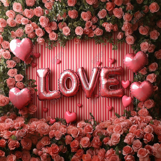 Gatsby Valentine Love Balloon Roses Photography Backdrop Gbsx-01374