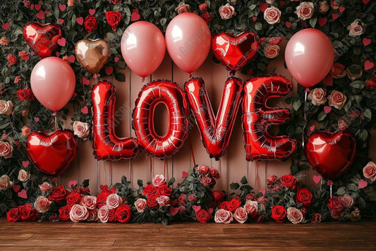 Gatsby Valentine Love Balloon Roses Photography Backdrop Gbsx-01375