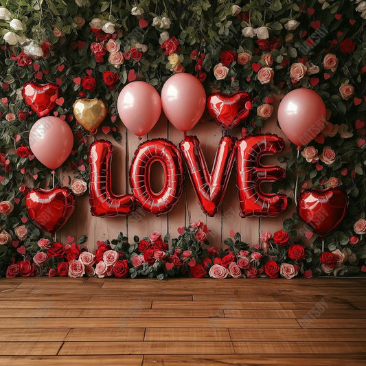 Gatsby Valentine Love Balloon Roses Photography Backdrop Gbsx-01375