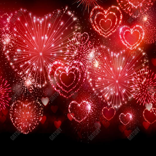 Gatsby Valentine Love Heart Fireworks Photography Backdrop Gbsx-01262