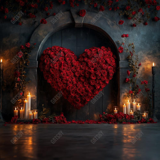 Gatsby Valentine Love Rose Arched Candle Wall Photography Backdrop Gbsx-01330