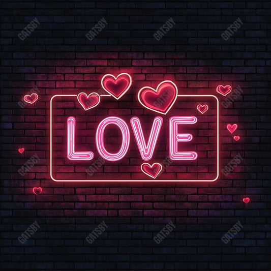 Gatsby Valentine Neon Love Wall Photography Backdrop Gbsx-01333
