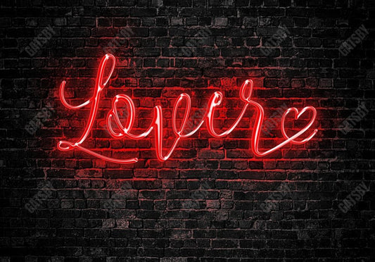 Gatsby Valentine Neon Lover Dark Brick Wall Photography Backdrop Gbsx-01402