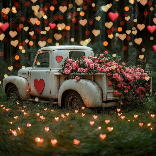 Gatsby Valentine Old Truck With Flowers Photography Backdrop Gbsx-01424