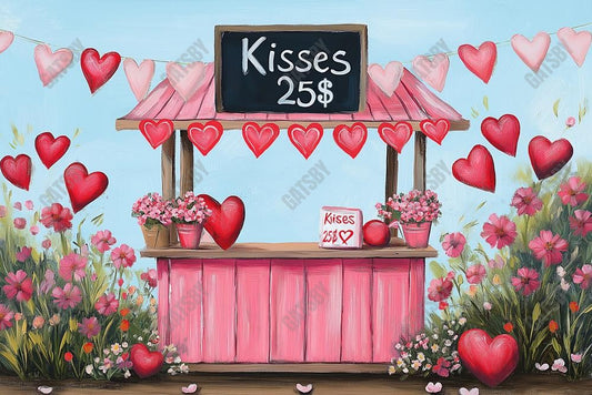 Gatsby Valentine Painting Kissing Booth Photography Backdrop Gbsx-01398