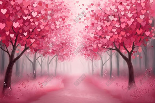 Gatsby Valentine Painting Pink Heart Forest Photography Backdrop Gbsx-01346