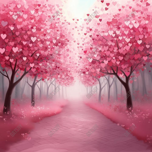 Gatsby Valentine Painting Pink Heart Forest Photography Backdrop Gbsx-01346