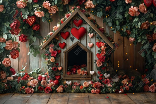 Gatsby Valentine Pet Wooden Floral Dog House Photography Backdrop Gbsx-01427