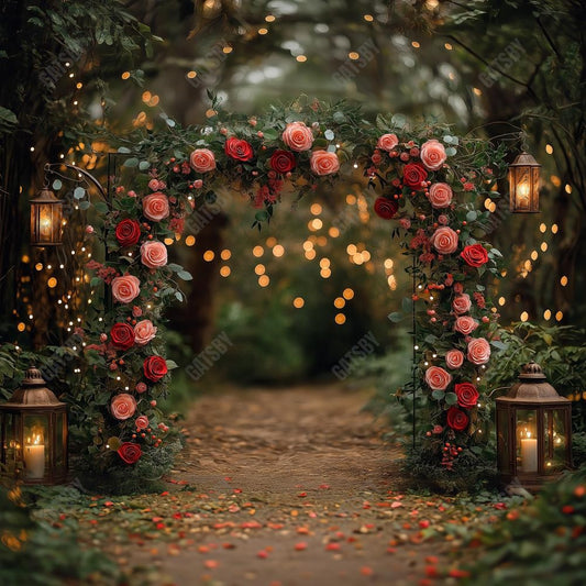 Gatsby Valentine Picnic Flower Arched Path Photography Backdrop Gbsx-01356