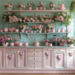 Gatsby Valentine Pink And Blue Rose Flower Kitchen Photography Backdrop Gbsx-01318