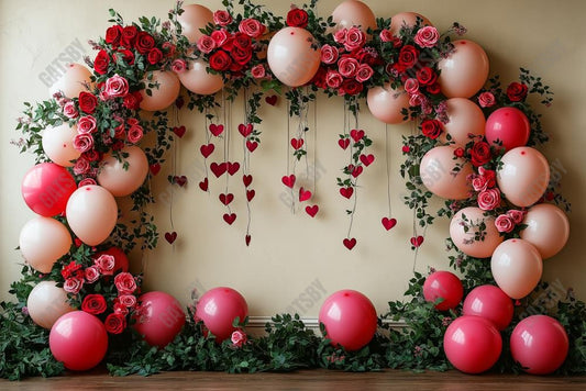 Gatsby Valentine Pink Floral Arch Photography Backdrop Gbsx-01422
