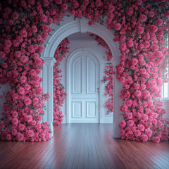 Gatsby Valentine Pink Floral Arched Door Photography Backdrop Gbsx-01417