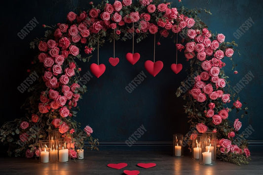 Gatsby Valentine Pink Flower Arch Photography Backdrop Gbsx-01433