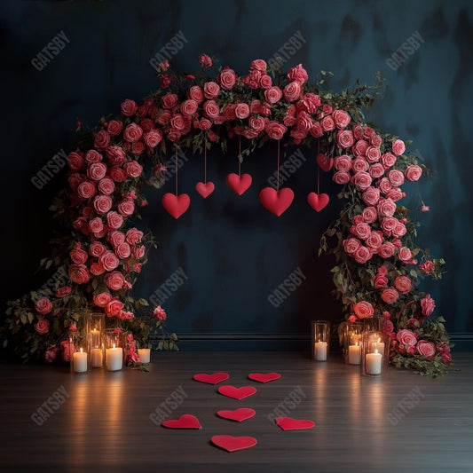 Gatsby Valentine Pink Flower Arch Photography Backdrop Gbsx-01433