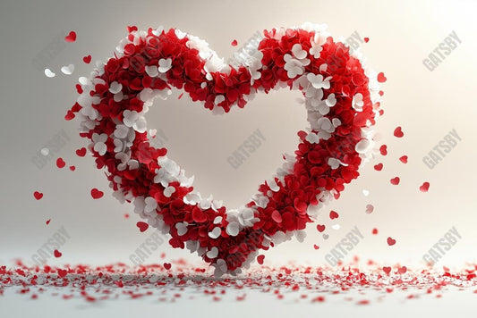 Gatsby Valentine Red And White Floral Heart Photography Backdrop Gbsx-01412
