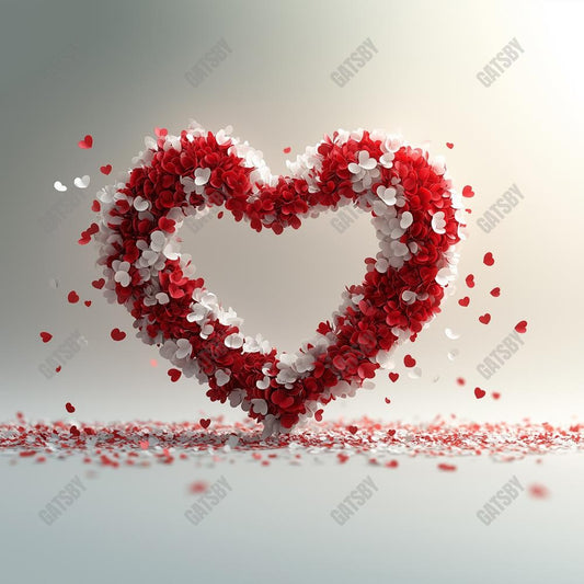 Gatsby Valentine Red And White Floral Heart Photography Backdrop Gbsx-01412