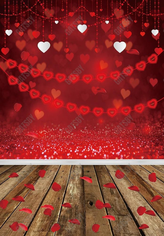 Gatsby Valentine Red Bokeh Heart Photography Backdrop Gbsx-01278