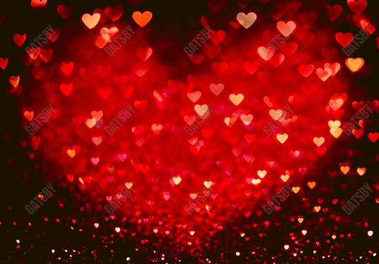 Gatsby Valentine Red Bokeh Hearts Photography Backdrop Gbsx-01254