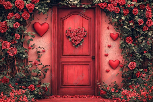 Gatsby Valentine Red Flower Door Photography Backdrop Gbsx-01325