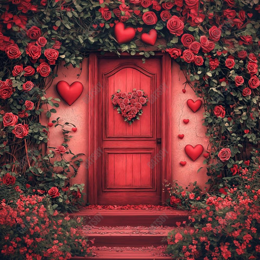 Gatsby Valentine Red Flower Door Photography Backdrop Gbsx-01325