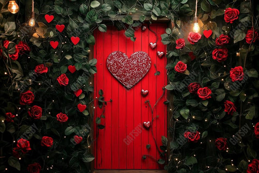Gatsby Valentine Red Flower Door Photography Backdrop Gbsx-01326