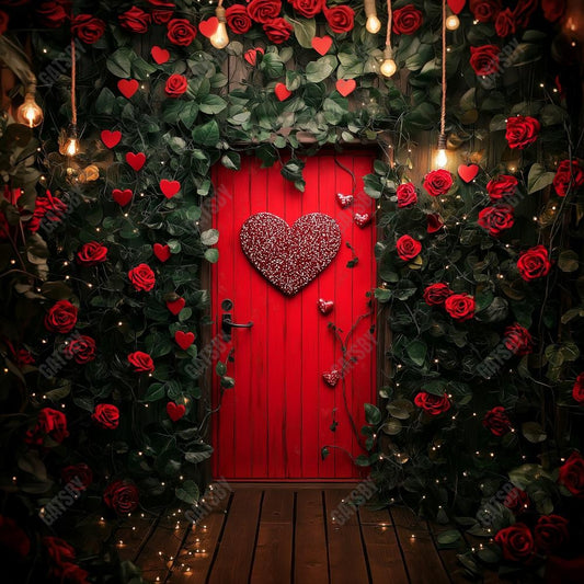 Gatsby Valentine Red Flower Door Photography Backdrop Gbsx-01326