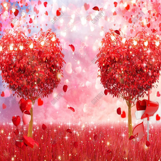 Gatsby Valentine Red Heart Trees Photography Backdrop Gbsx-01272