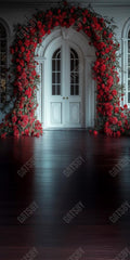 Gatsby Valentine Red Walls And White Doors Flower Photography Backdrop Gbsx-01416