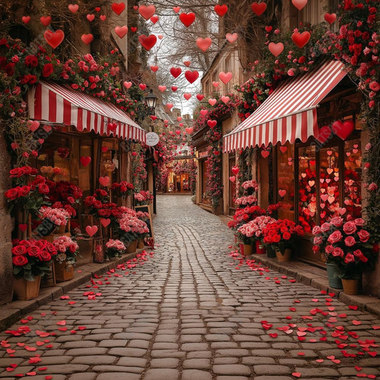 Gatsby Valentine Romantic Street Floral Photography Backdrop Gbsx-01388