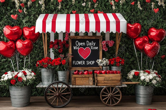 Gatsby Valentine Rose Flower Cart Photography Backdrop Gbsx-01348