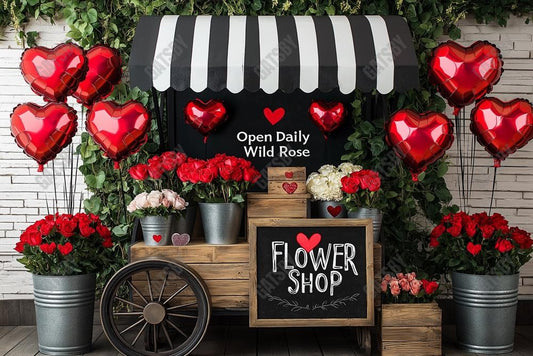 Gatsby Valentine Rose Flower Cart Photography Backdrop Gbsx-01349