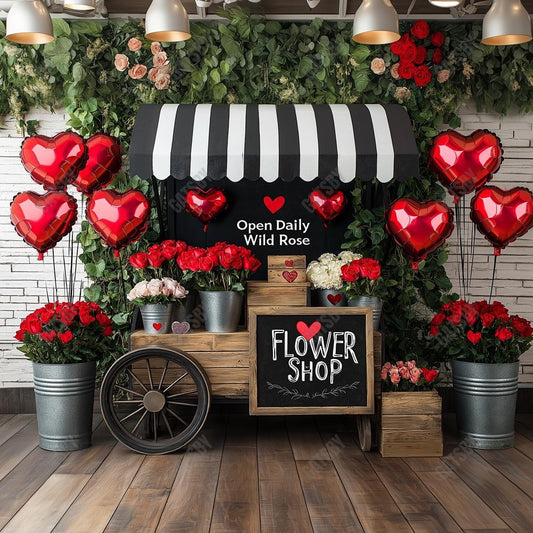 Gatsby Valentine Rose Flower Cart Photography Backdrop Gbsx-01349