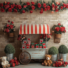 Gatsby Valentine Vintage Floral Cart With Teddy Bears Photography Backdrop Gbsx-01390